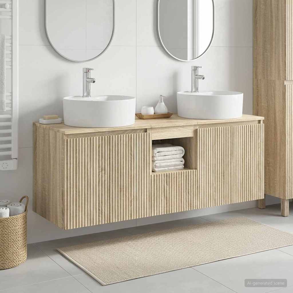 Ensemble d'armoire de salle de bain 3 pc Chêne Sonoma