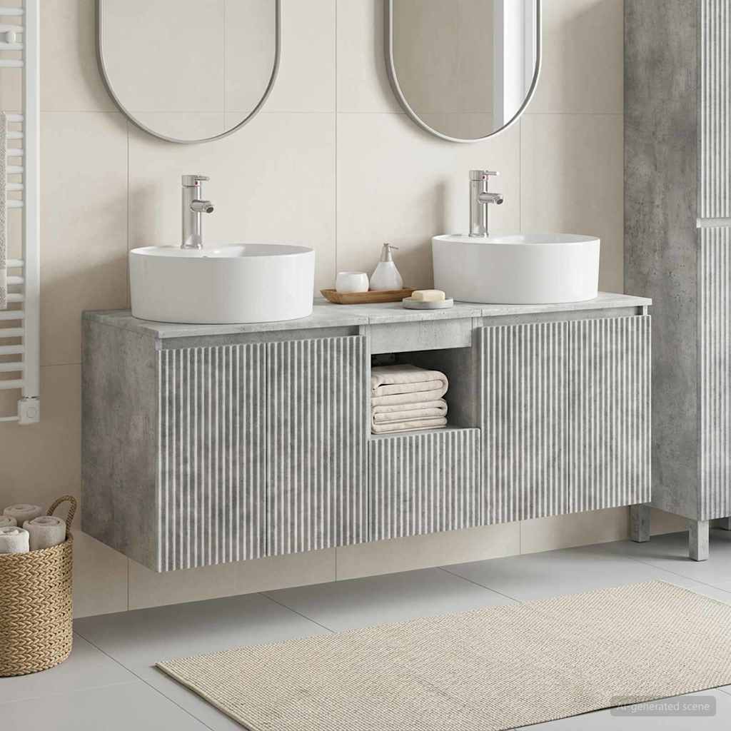Ensemble d'armoire de salle de bain 3 pc Gris béton