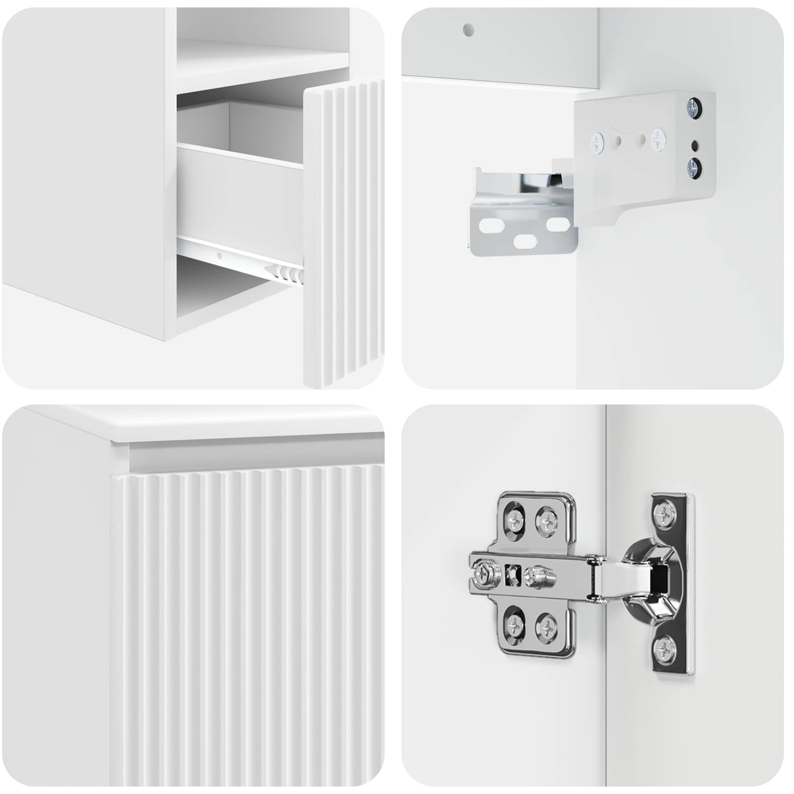 Ensemble d'armoire de salle de bain 3 pc Blanc brillant