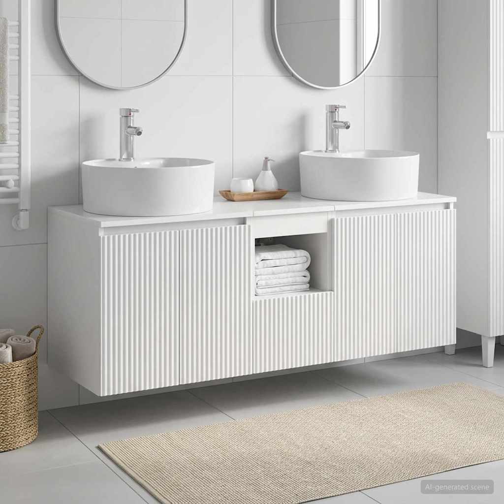 Ensemble d'armoire de salle de bain 3 pc Blanc brillant