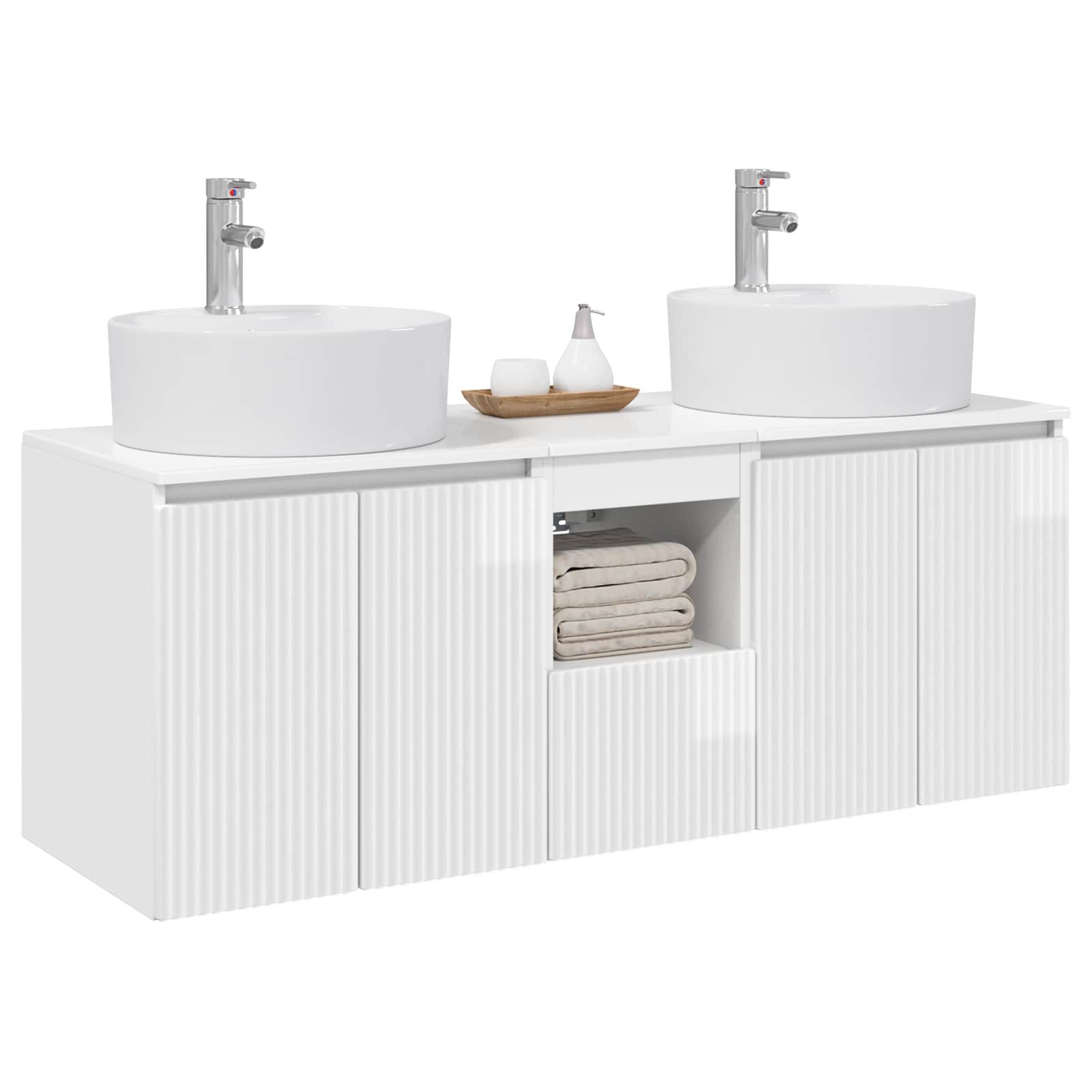 Ensemble d'armoire de salle de bain 3 pc Blanc brillant
