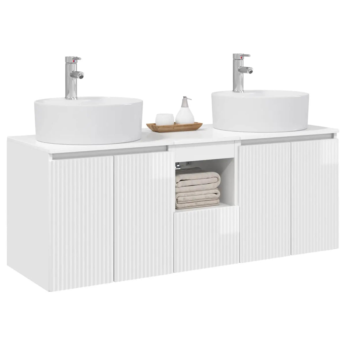Ensemble d’armoire de salle de bain 3 pc Blanc brillant - XIOS