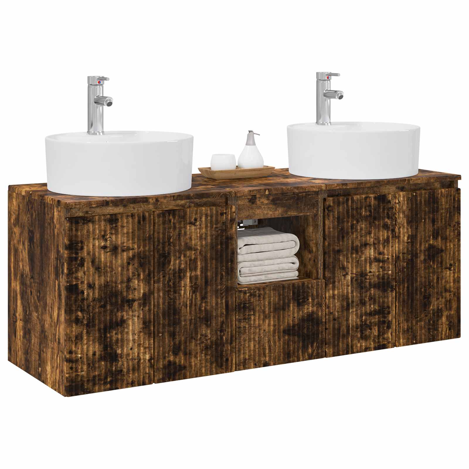 Ensemble d'armoire de salle de bain 3 pc Chêne fumé