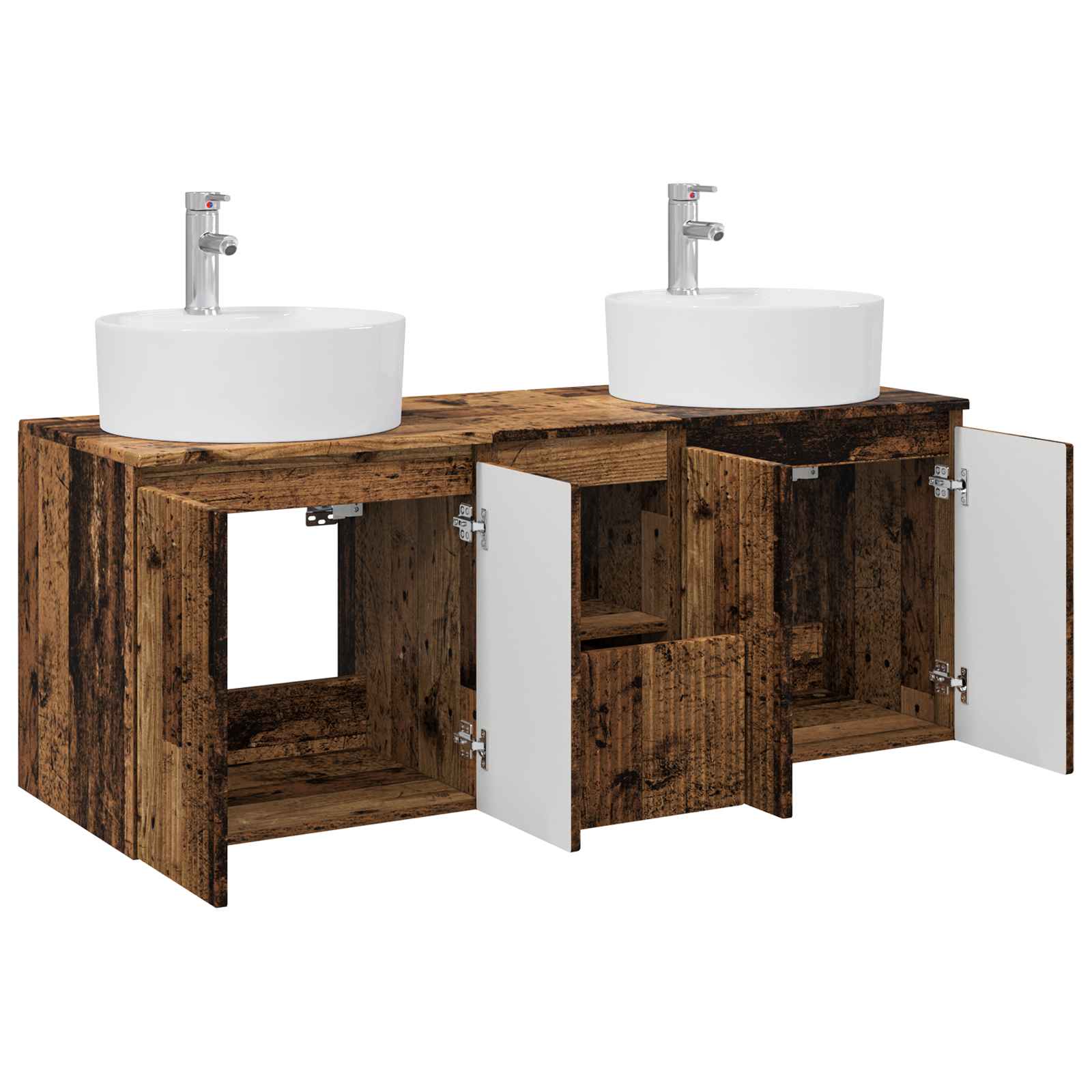 Ensemble d'armoire de salle de bain 3 pc Bois ancien