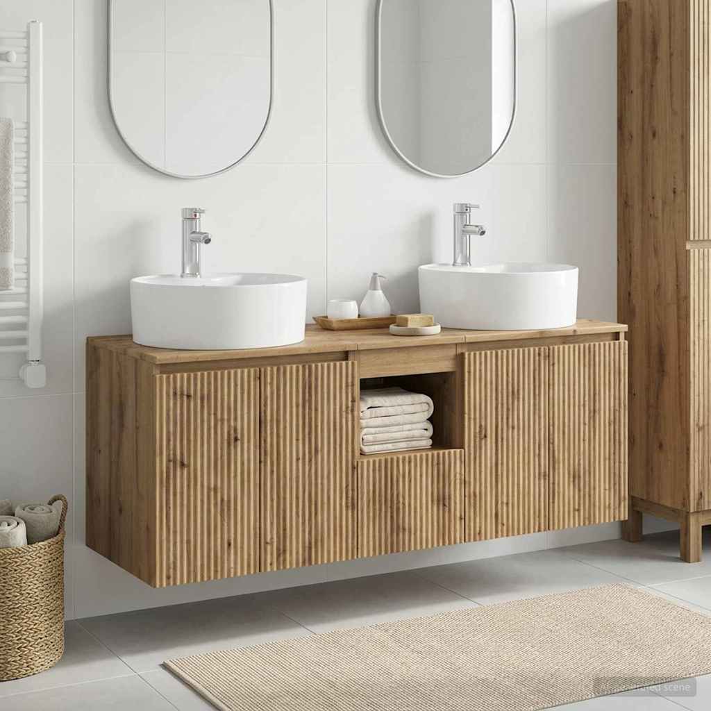 Ensemble d'armoire de salle de bain 3 pc Chêne artisanal