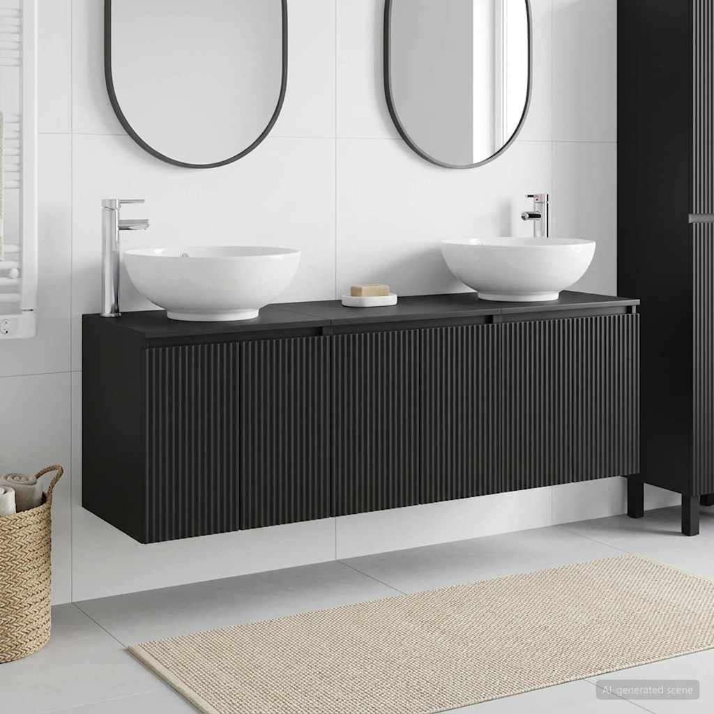 Ensemble d'armoire de salle de bain 3 pc Noir