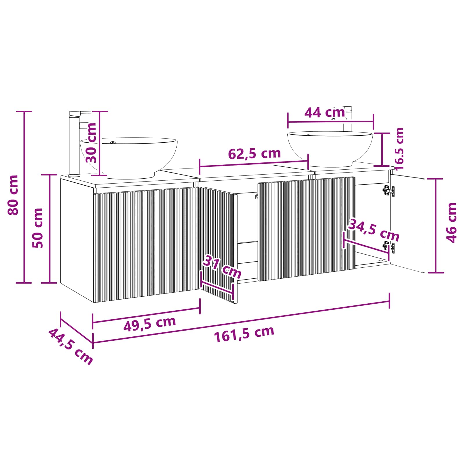 Ensemble d'armoire de salle de bain 3 pc Chêne fumé