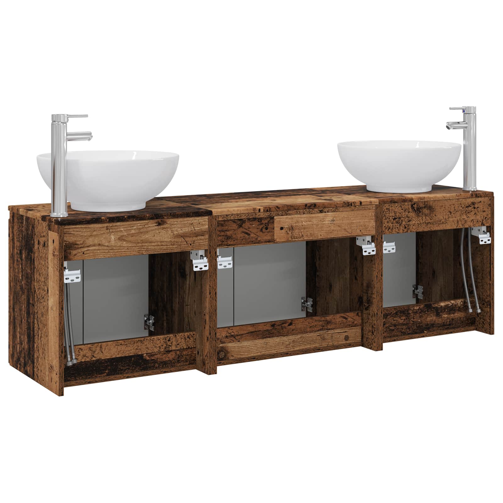 Ensemble d'armoire de salle de bain 3 pc Bois ancien