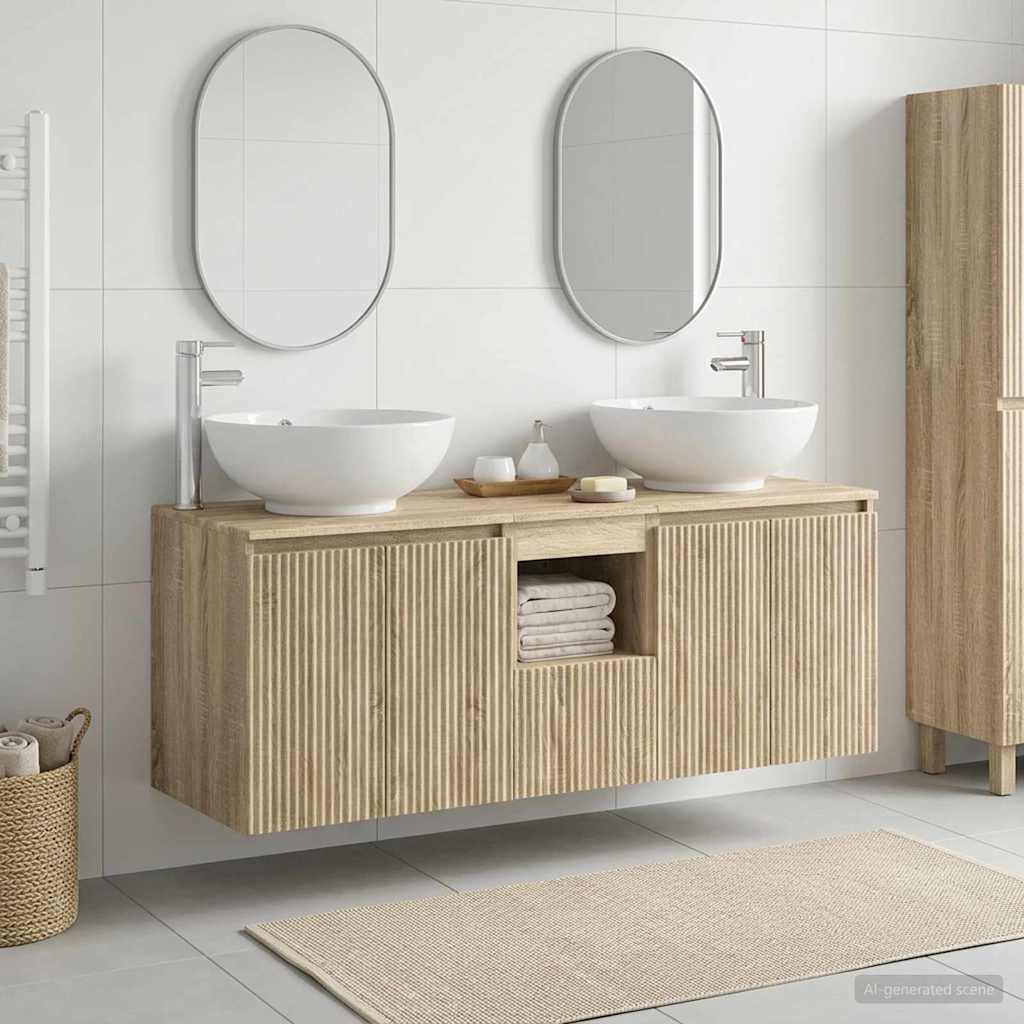 Ensemble d'armoire de salle de bain 3 pc Chêne Sonoma