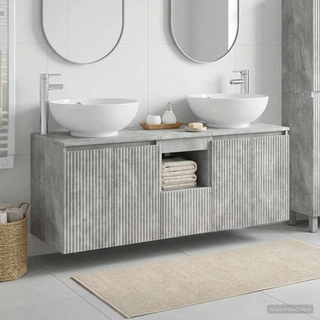 Ensemble d'armoire de salle de bain 3 pc Gris béton