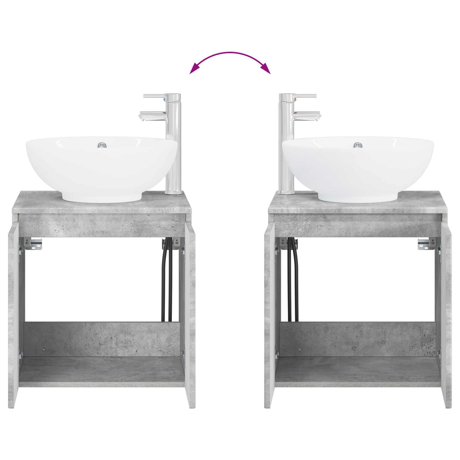 Ensemble d'armoire de salle de bain 3 pc Gris béton