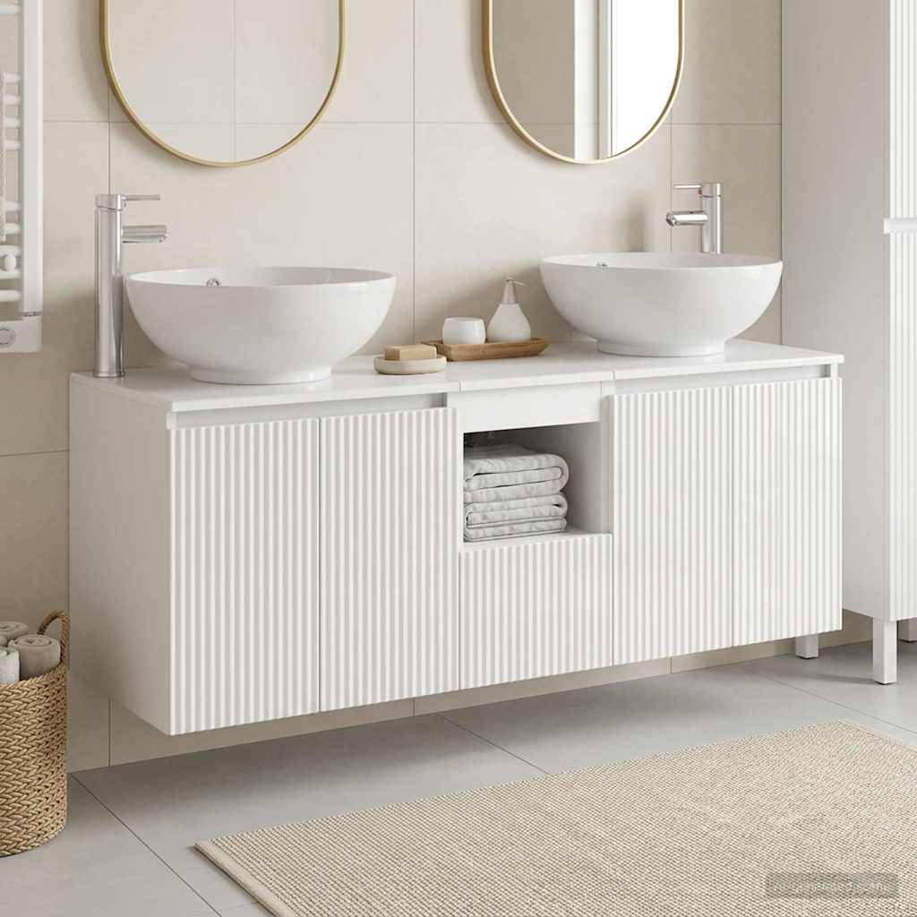Ensemble d'armoire de salle de bain 3 pc Blanc brillant