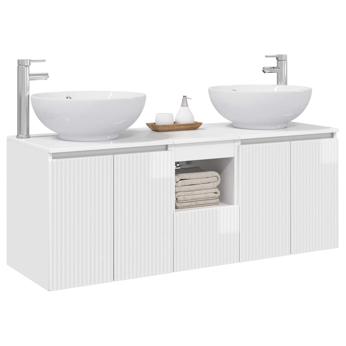 Ensemble d'armoire de salle de bain 3 pc Blanc brillant