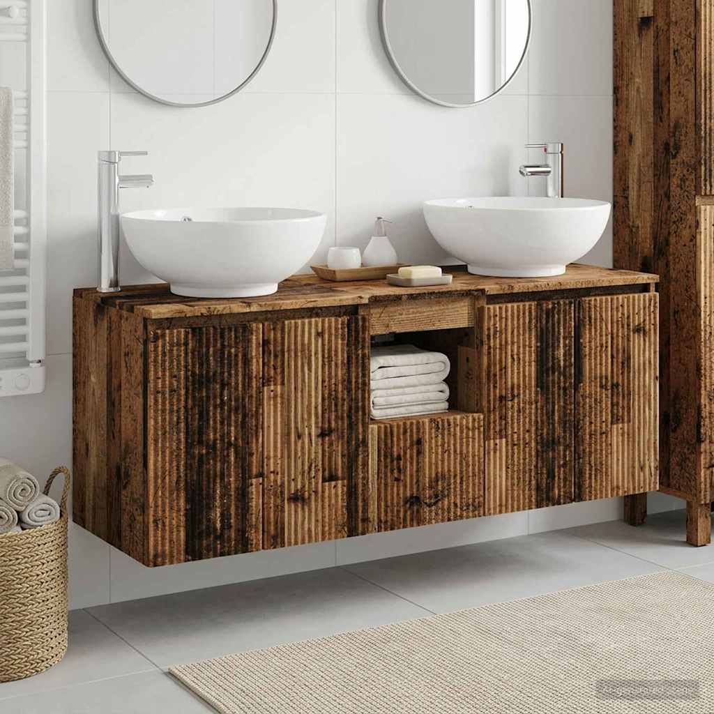 Ensemble d'armoire de salle de bain 3 pc Bois ancien
