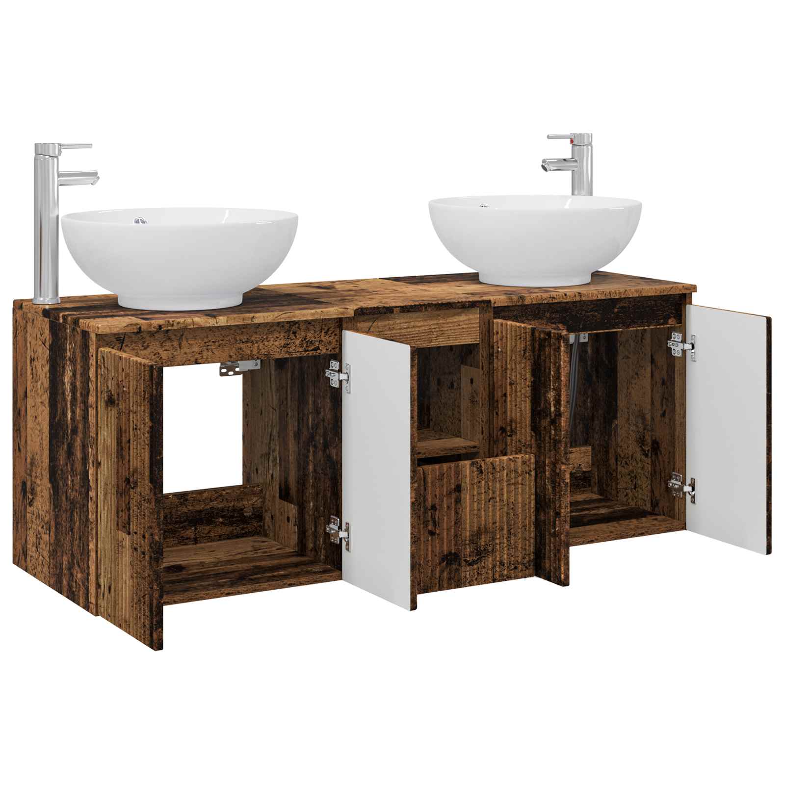 Ensemble d'armoire de salle de bain 3 pc Bois ancien