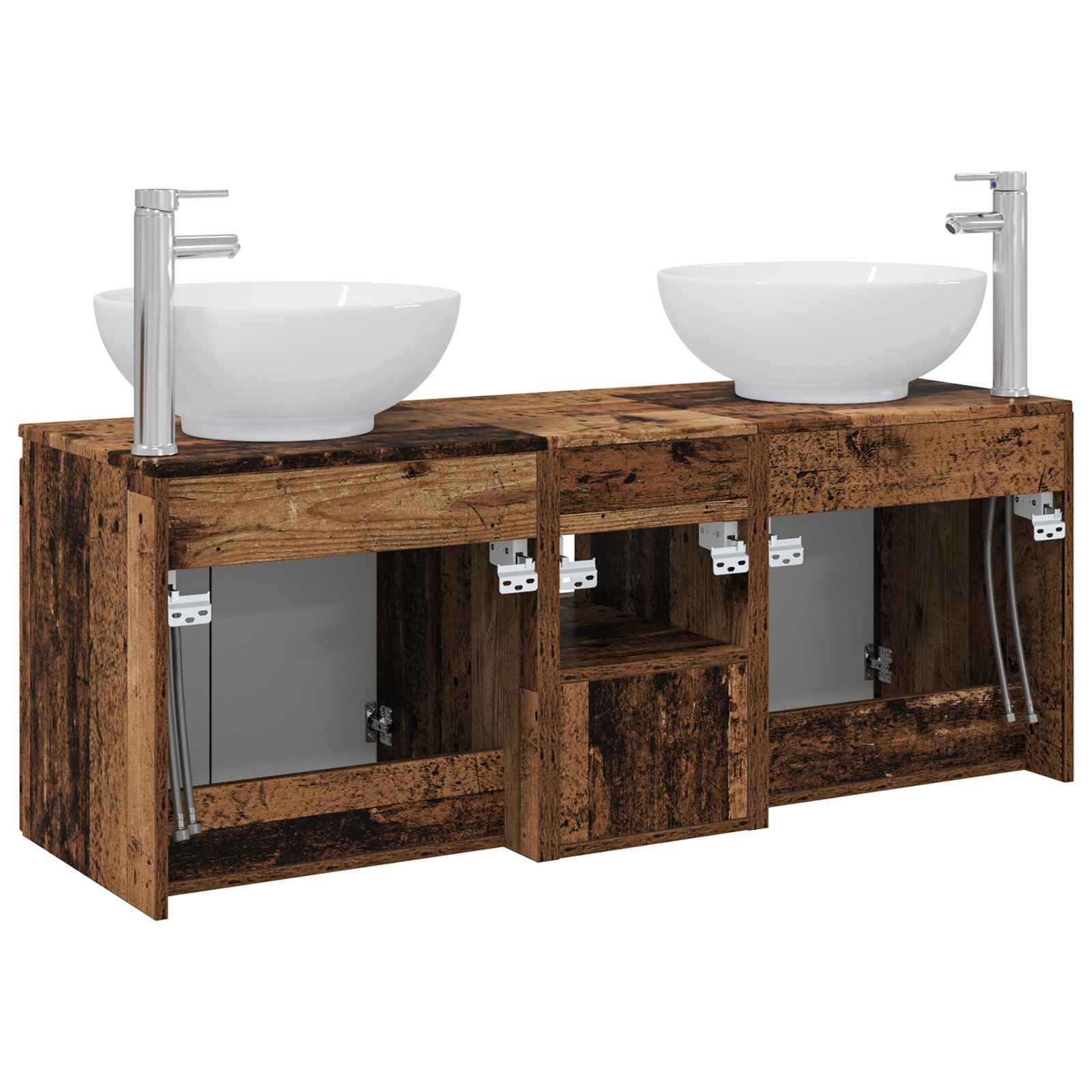 Ensemble d'armoire de salle de bain 3 pc Bois ancien