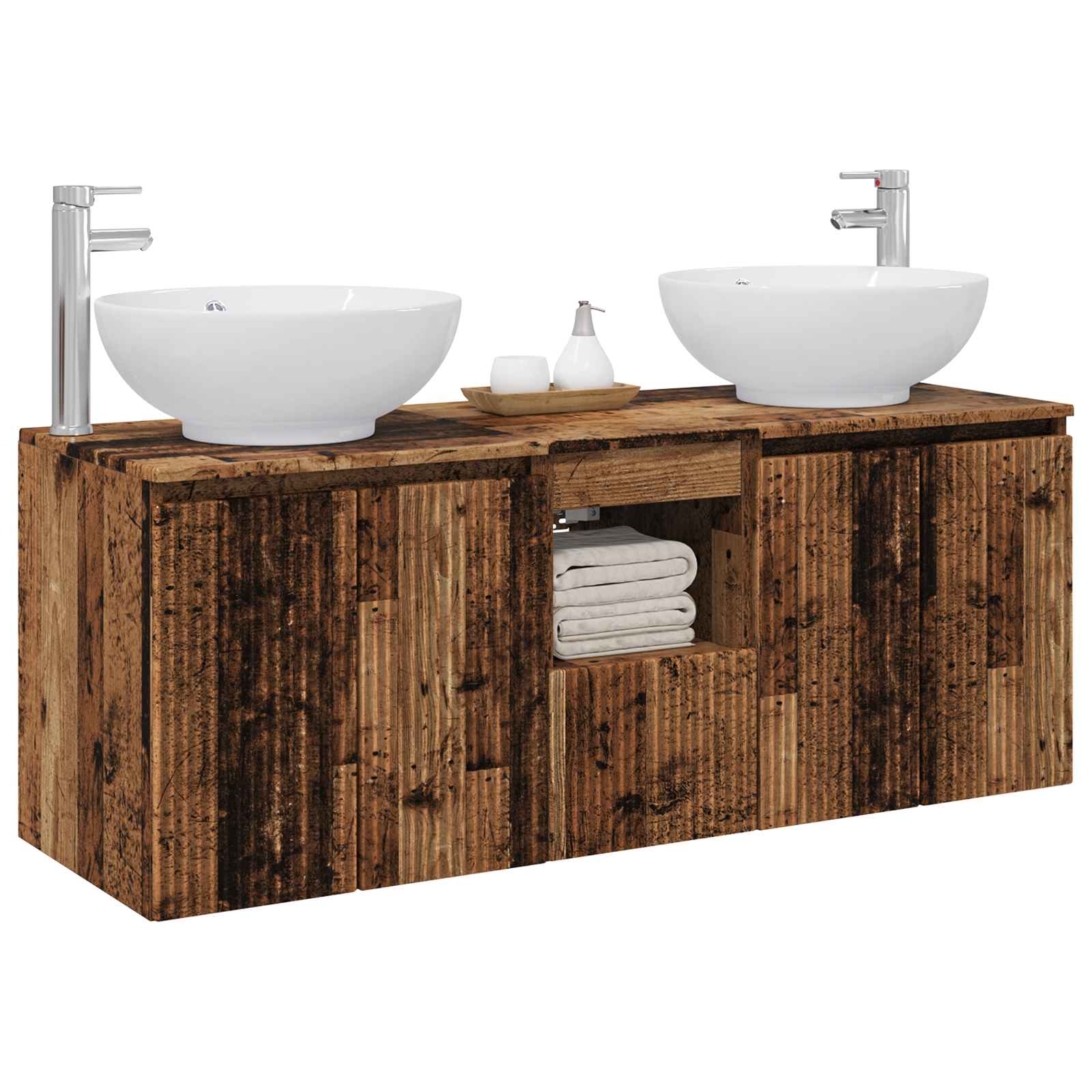 Ensemble d'armoire de salle de bain 3 pc Bois ancien