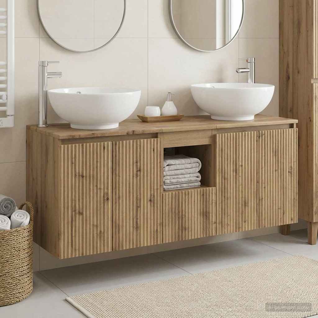 Ensemble d'armoire de salle de bain 3 pc Chêne artisanal