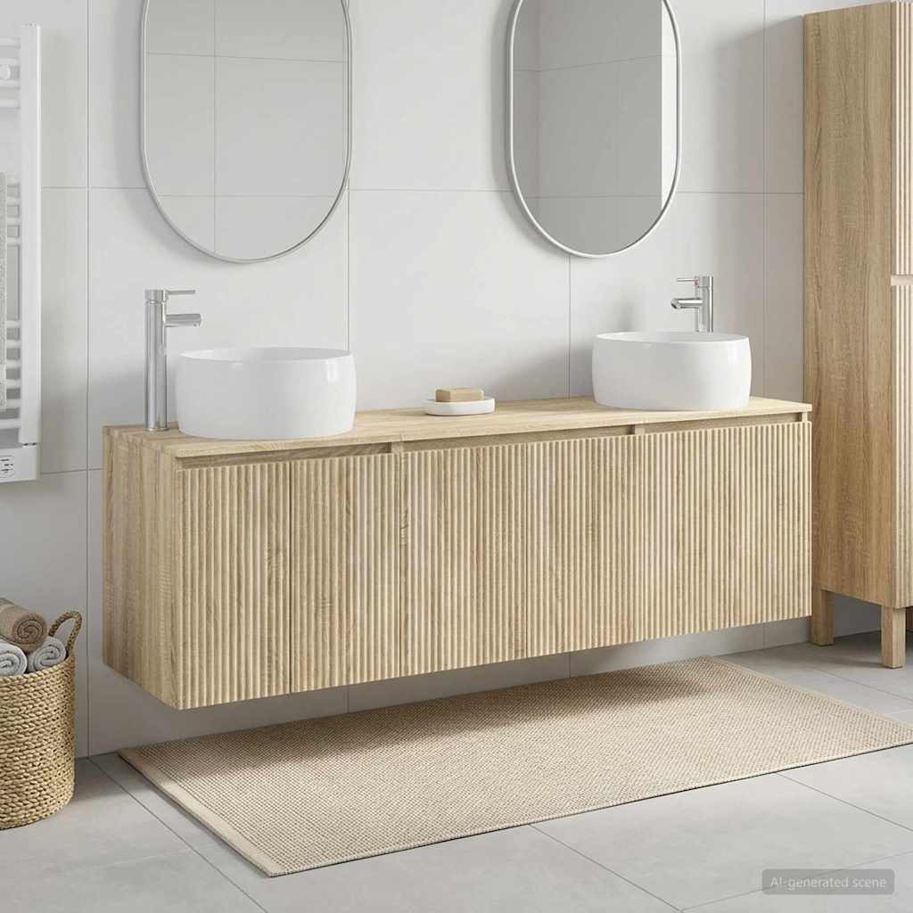 Ensemble d'armoire de salle de bain 3 pc Chêne Sonoma