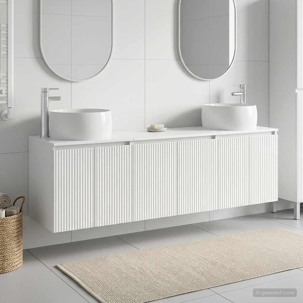 Ensemble d'armoire de salle de bain 3 pc Blanc brillant