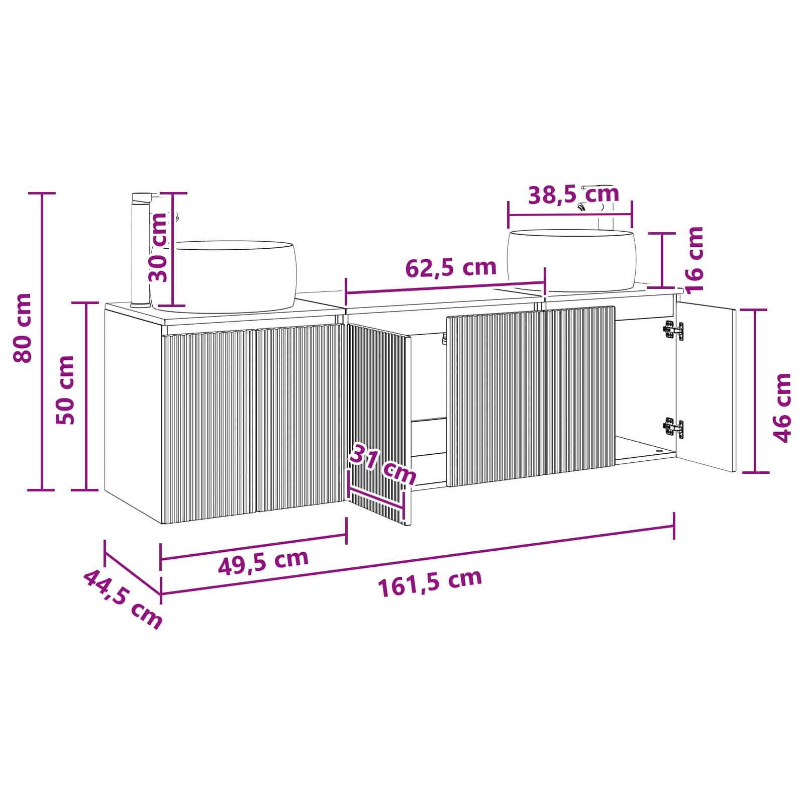 Ensemble d'armoire de salle de bain 3 pc Chêne fumé