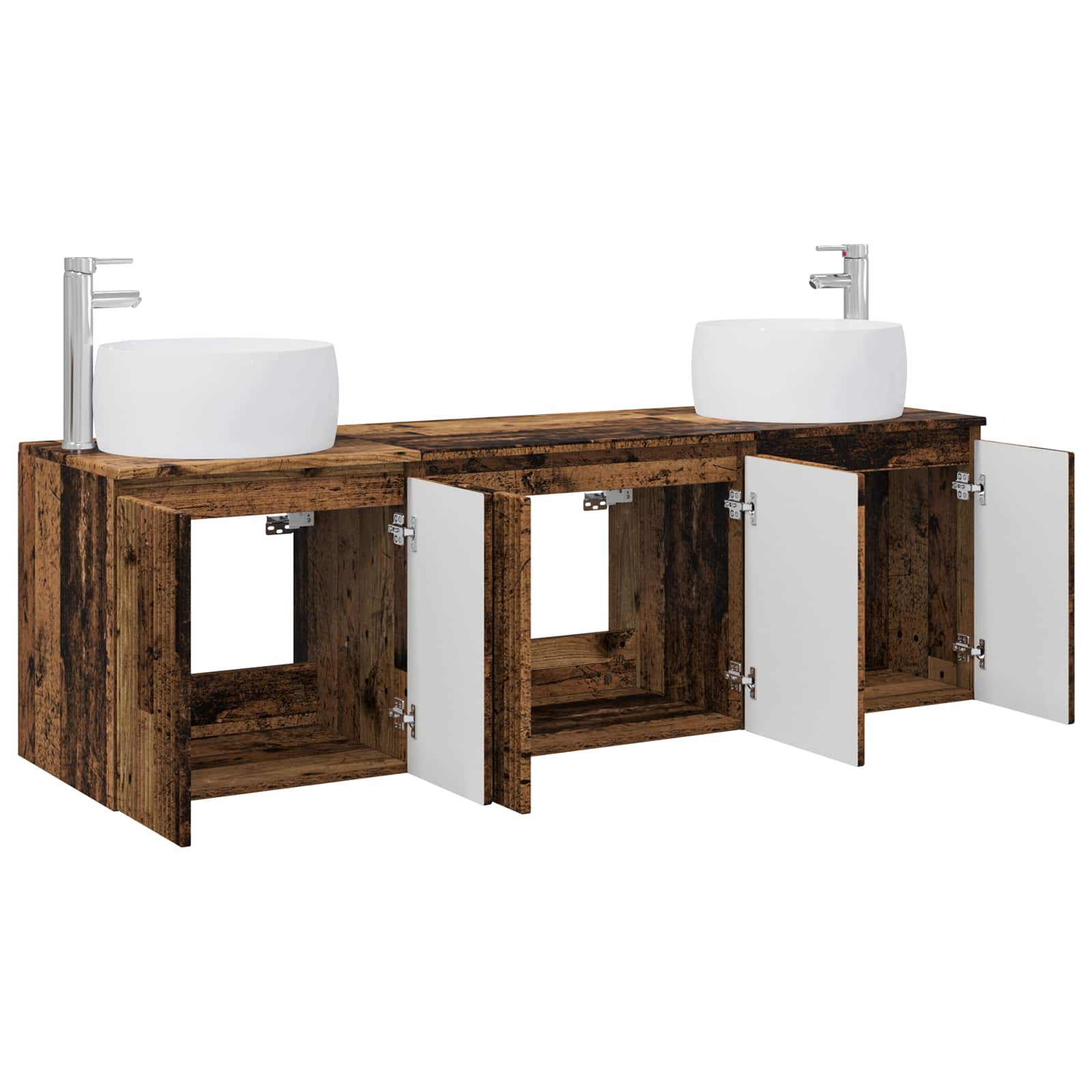 Ensemble d'armoire de salle de bain 3 pc Bois ancien