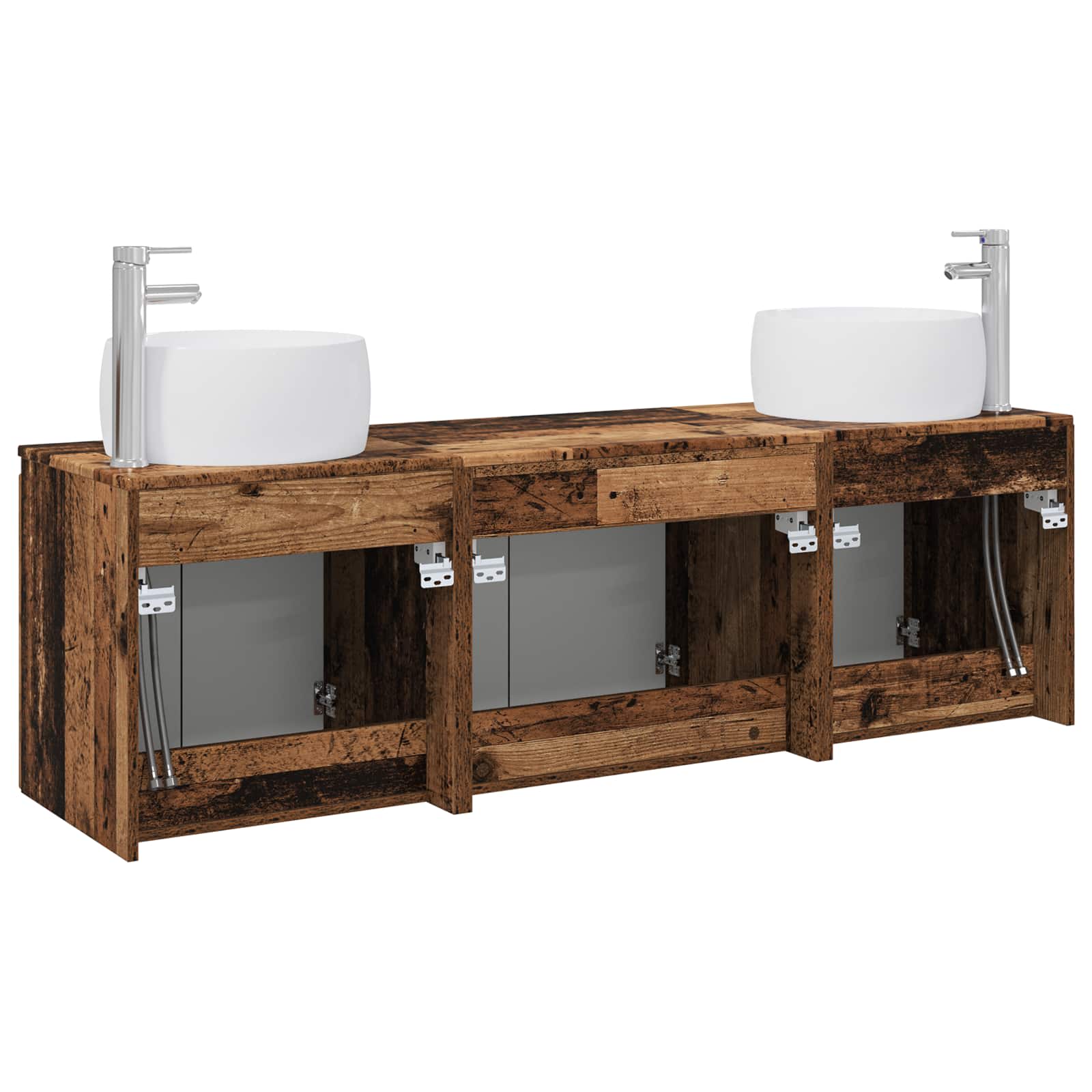 Ensemble d'armoire de salle de bain 3 pc Bois ancien