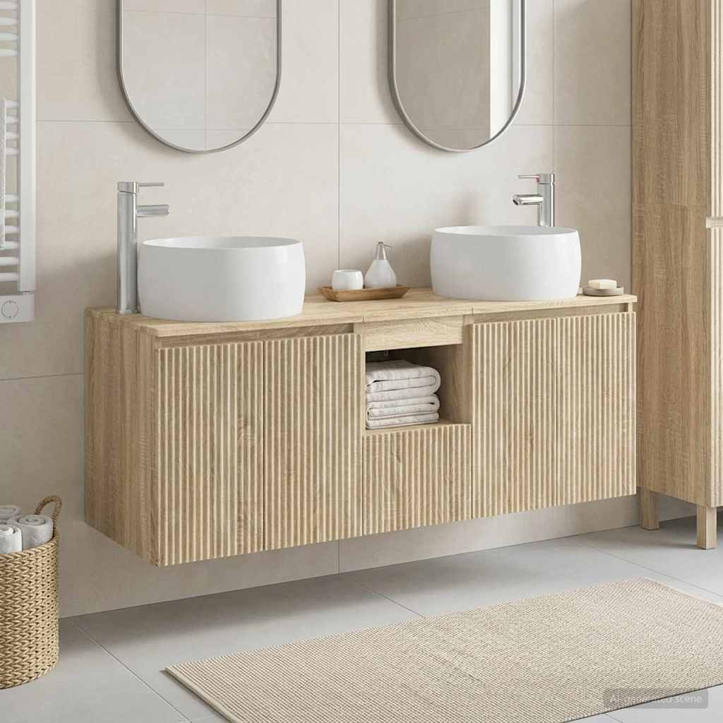 Ensemble d'armoire de salle de bain 3 pc Chêne Sonoma