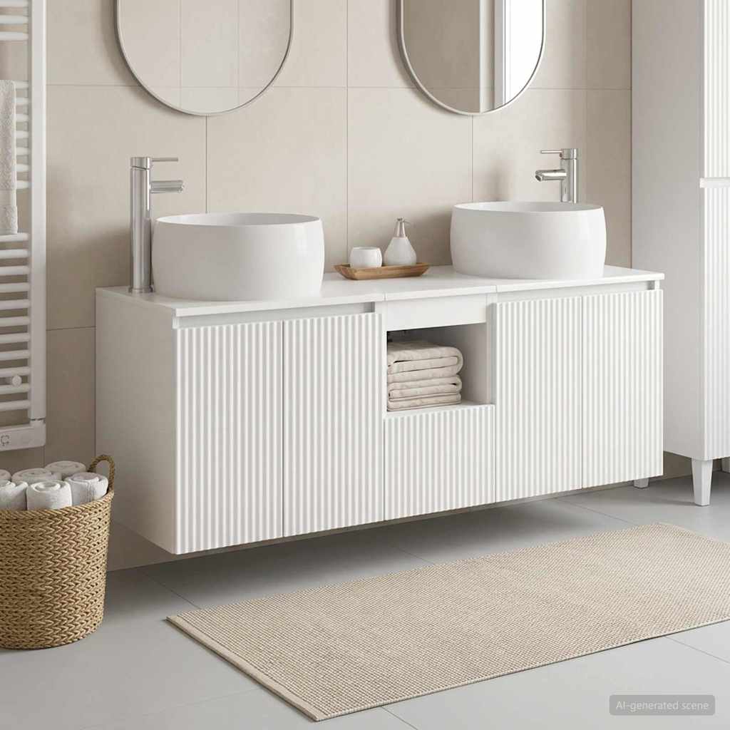 Ensemble d'armoire de salle de bain 3 pc Blanc brillant