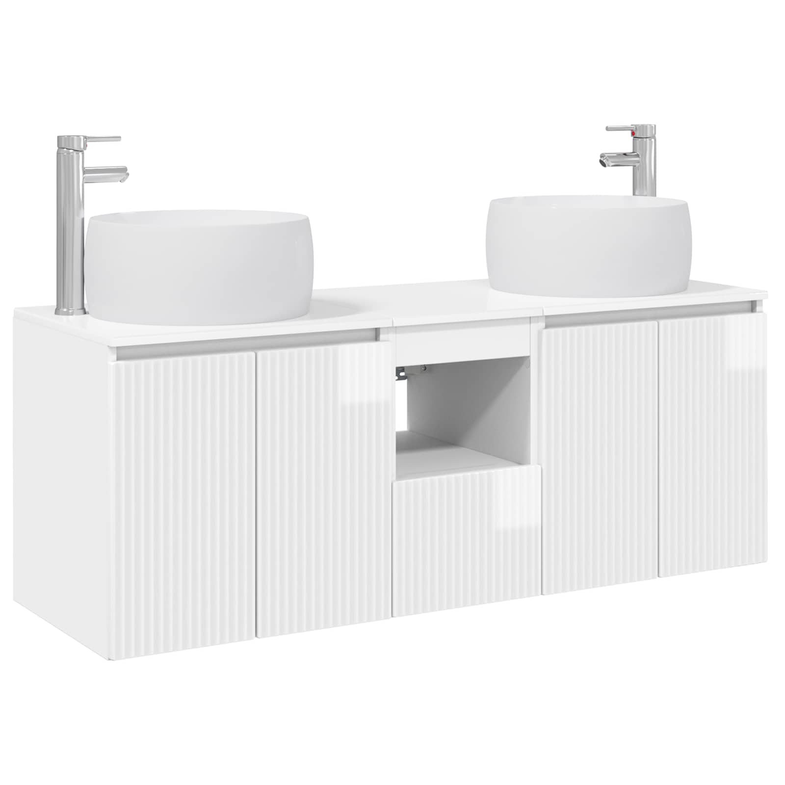Ensemble d'armoire de salle de bain 3 pc Blanc brillant