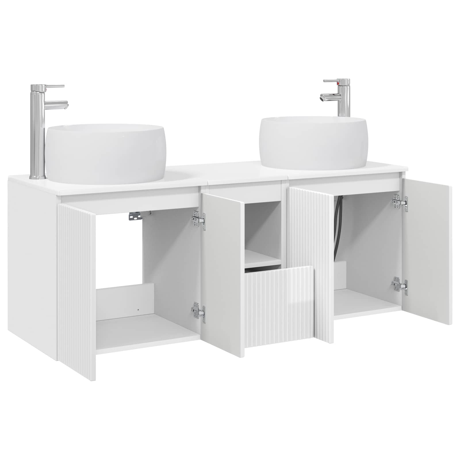 Ensemble d'armoire de salle de bain 3 pc Blanc brillant