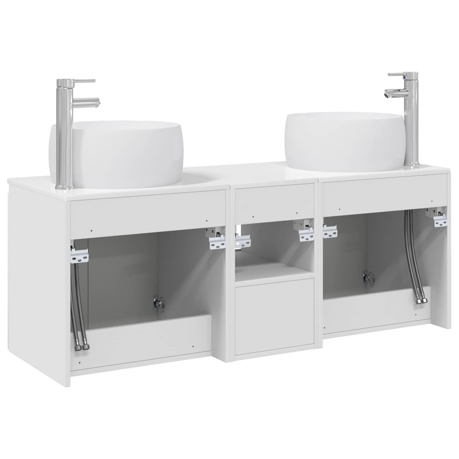 Ensemble d'armoire de salle de bain 3 pc Blanc brillant