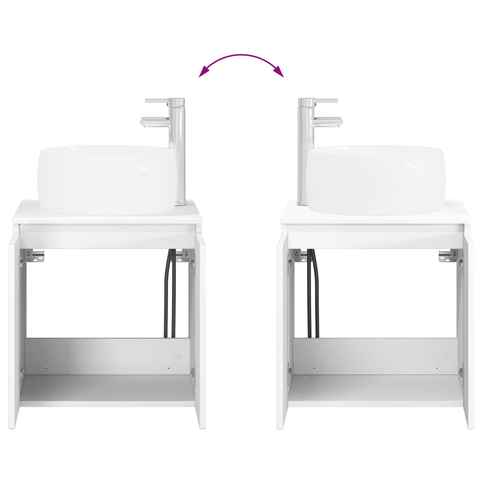 Ensemble d'armoire de salle de bain 3 pc Blanc brillant