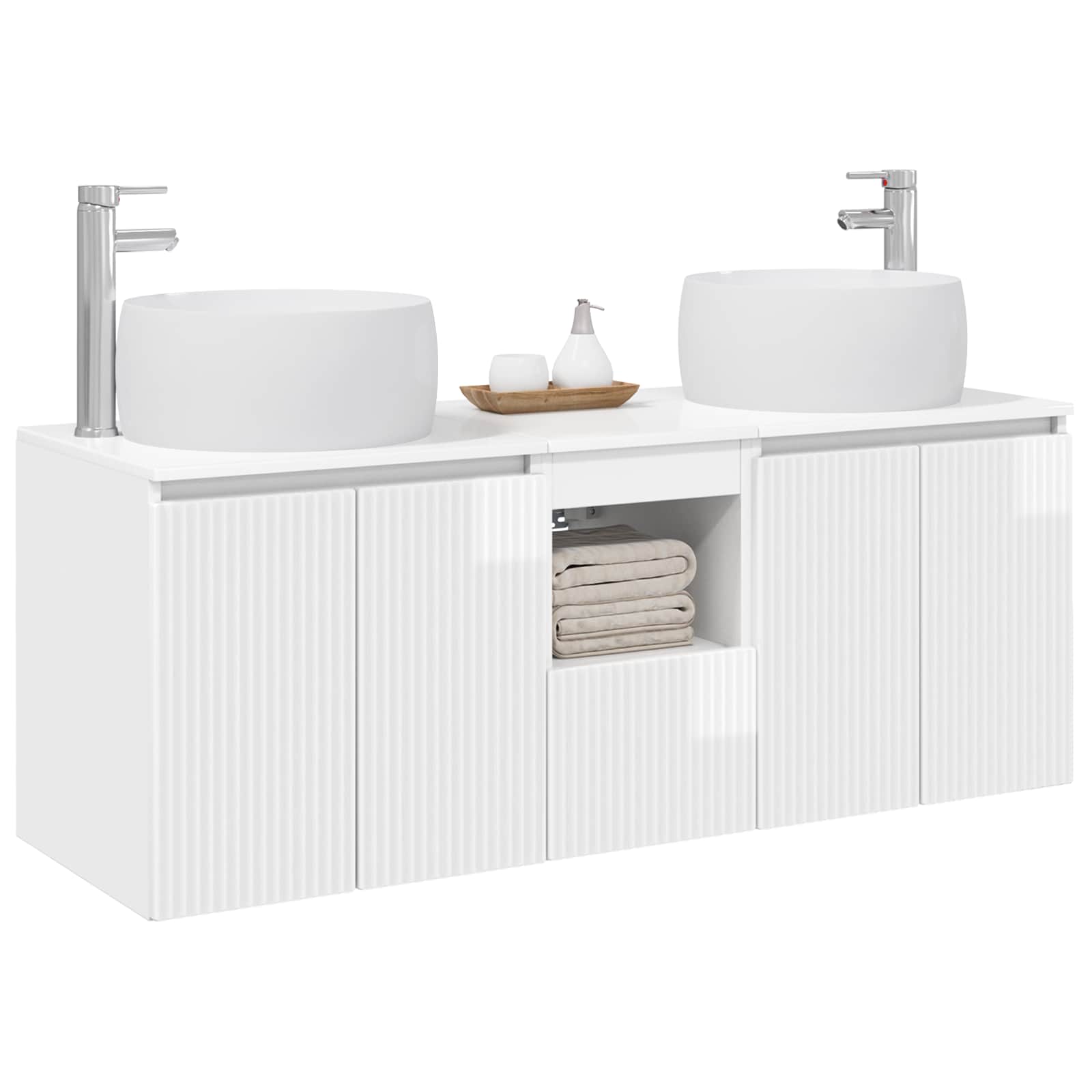 Ensemble d'armoire de salle de bain 3 pc Blanc brillant