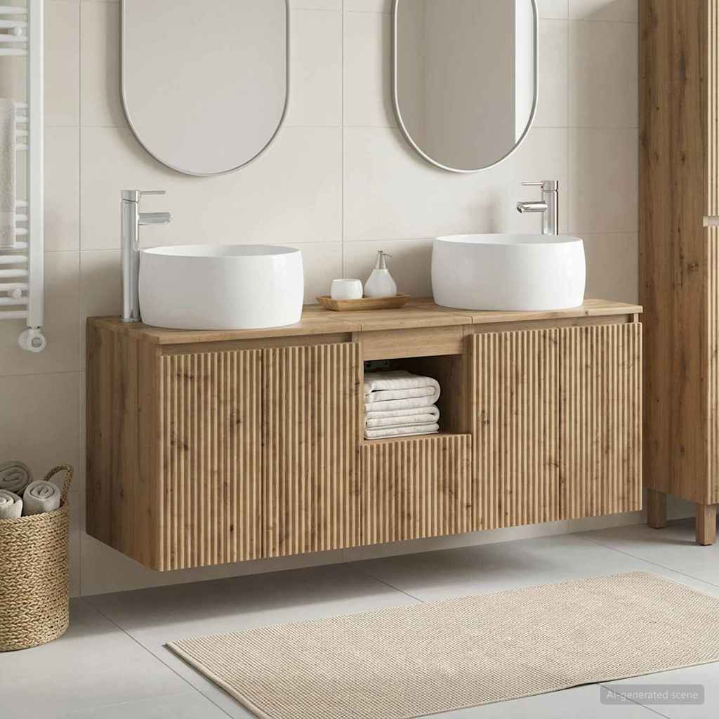 Ensemble d'armoire de salle de bain 3 pc Chêne artisanal