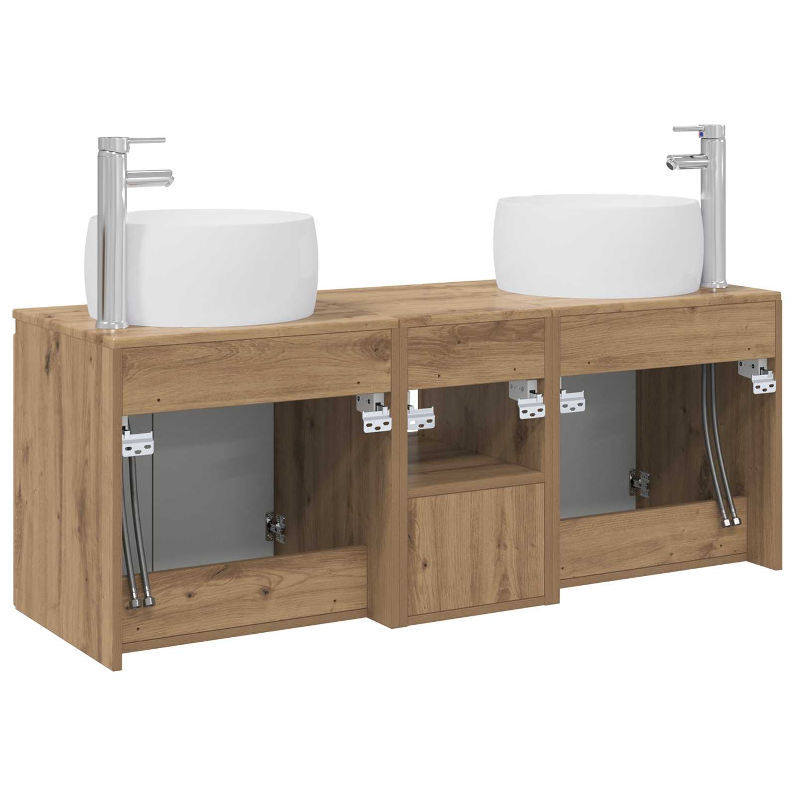 Ensemble d'armoire de salle de bain 3 pc Chêne artisanal