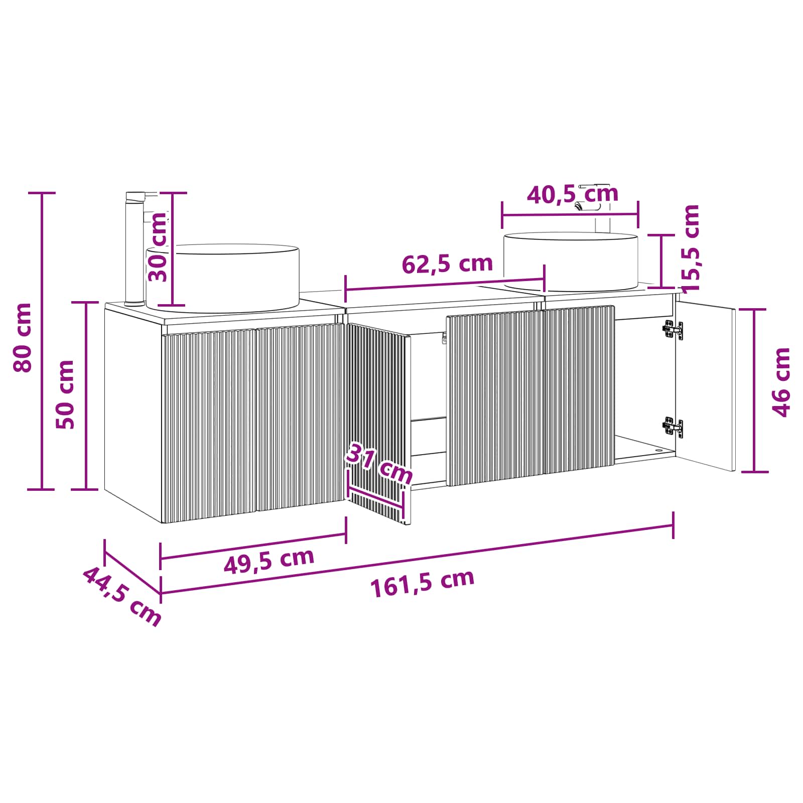 Ensemble d'armoire de salle de bain 3 pc Chêne Sonoma