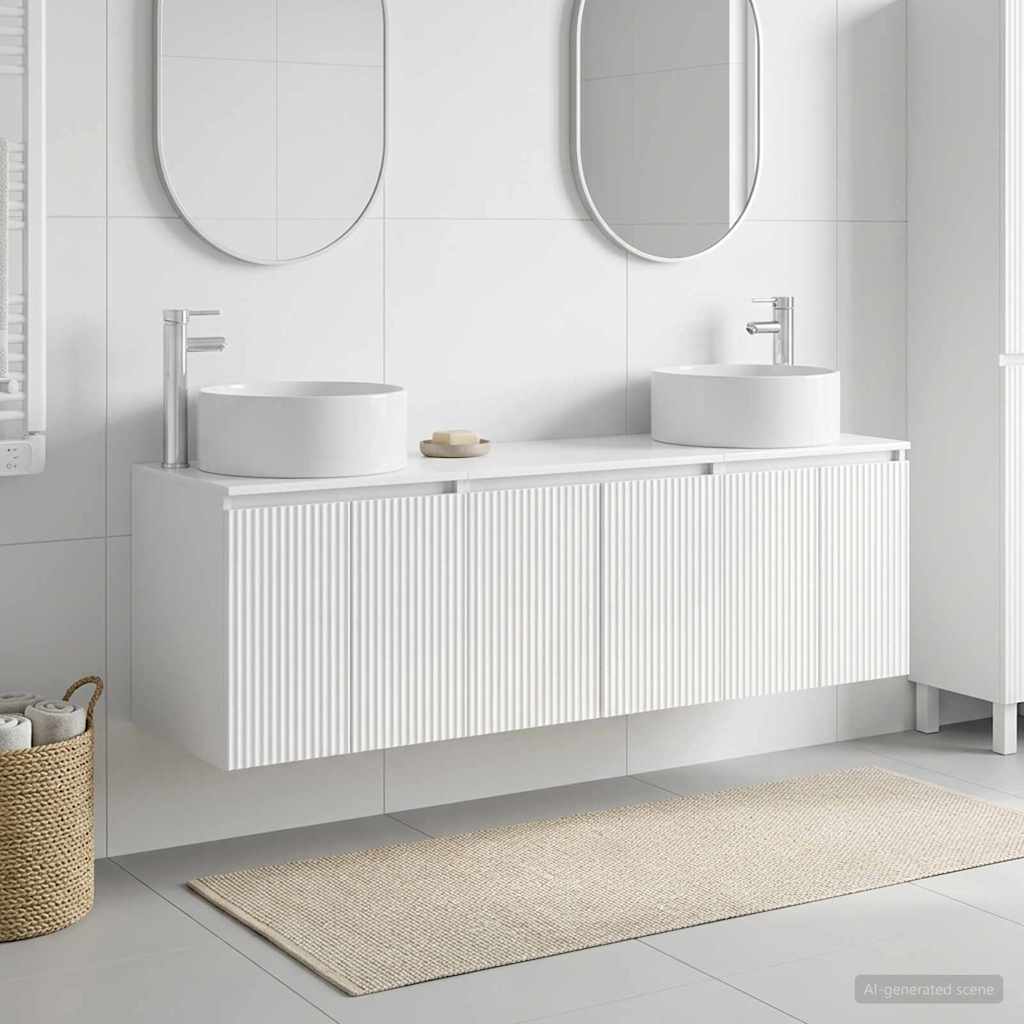 Ensemble d'armoire de salle de bain 3 pc Blanc brillant