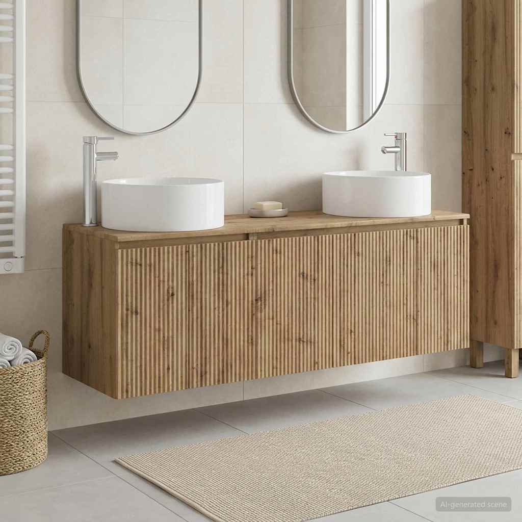 Ensemble d'armoire de salle de bain 3 pc Chêne artisanal