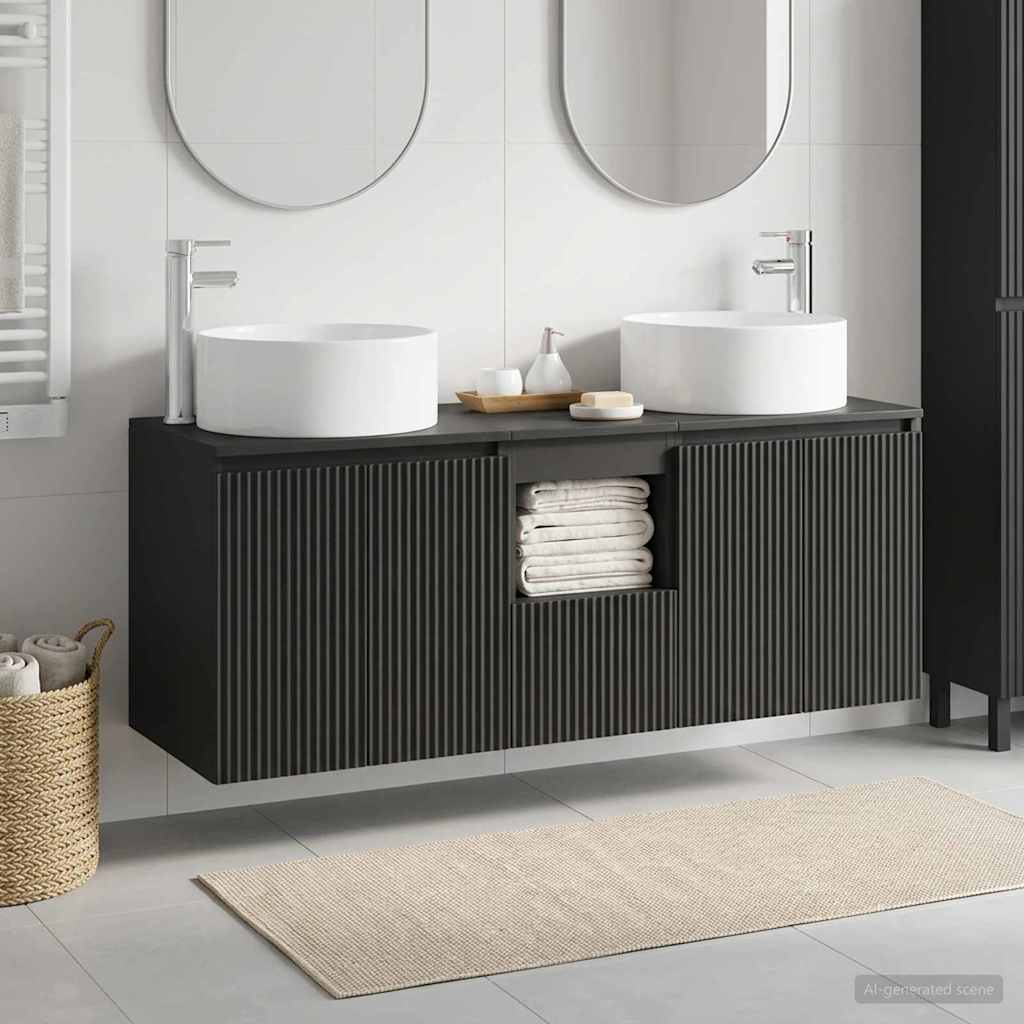 Ensemble d'armoire de salle de bain 3 pc Noir