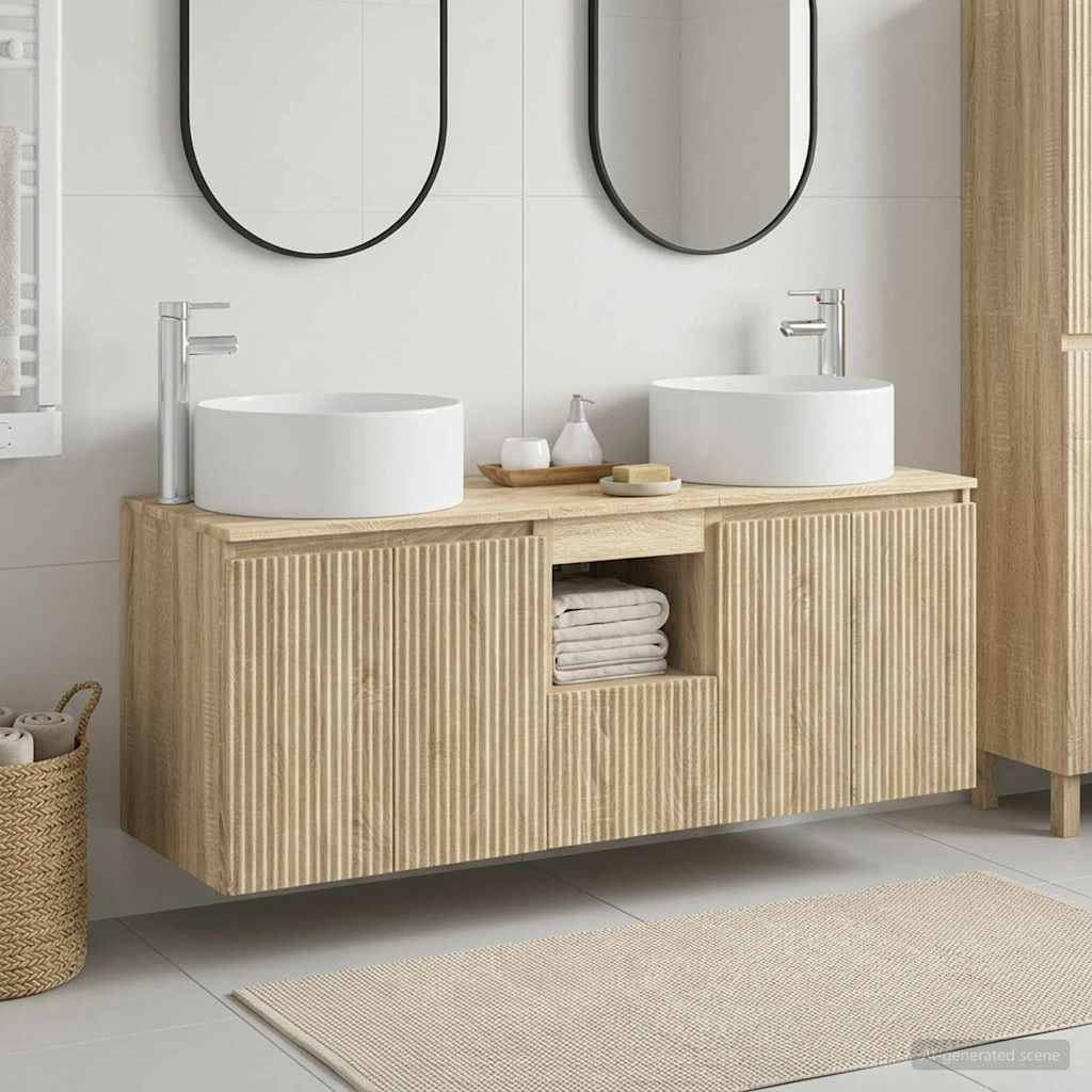 Ensemble d'armoire de salle de bain 3 pc Chêne Sonoma