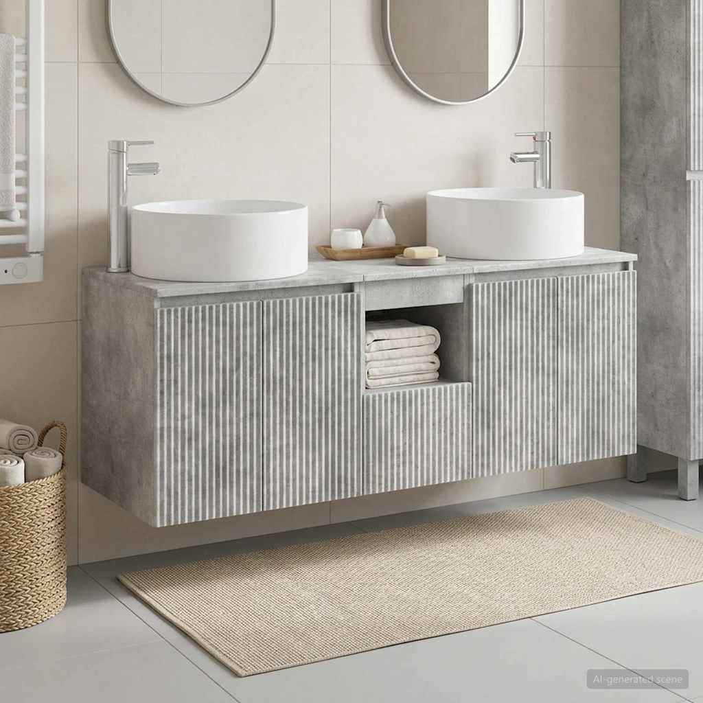 Ensemble d'armoire de salle de bain 3 pc Gris béton