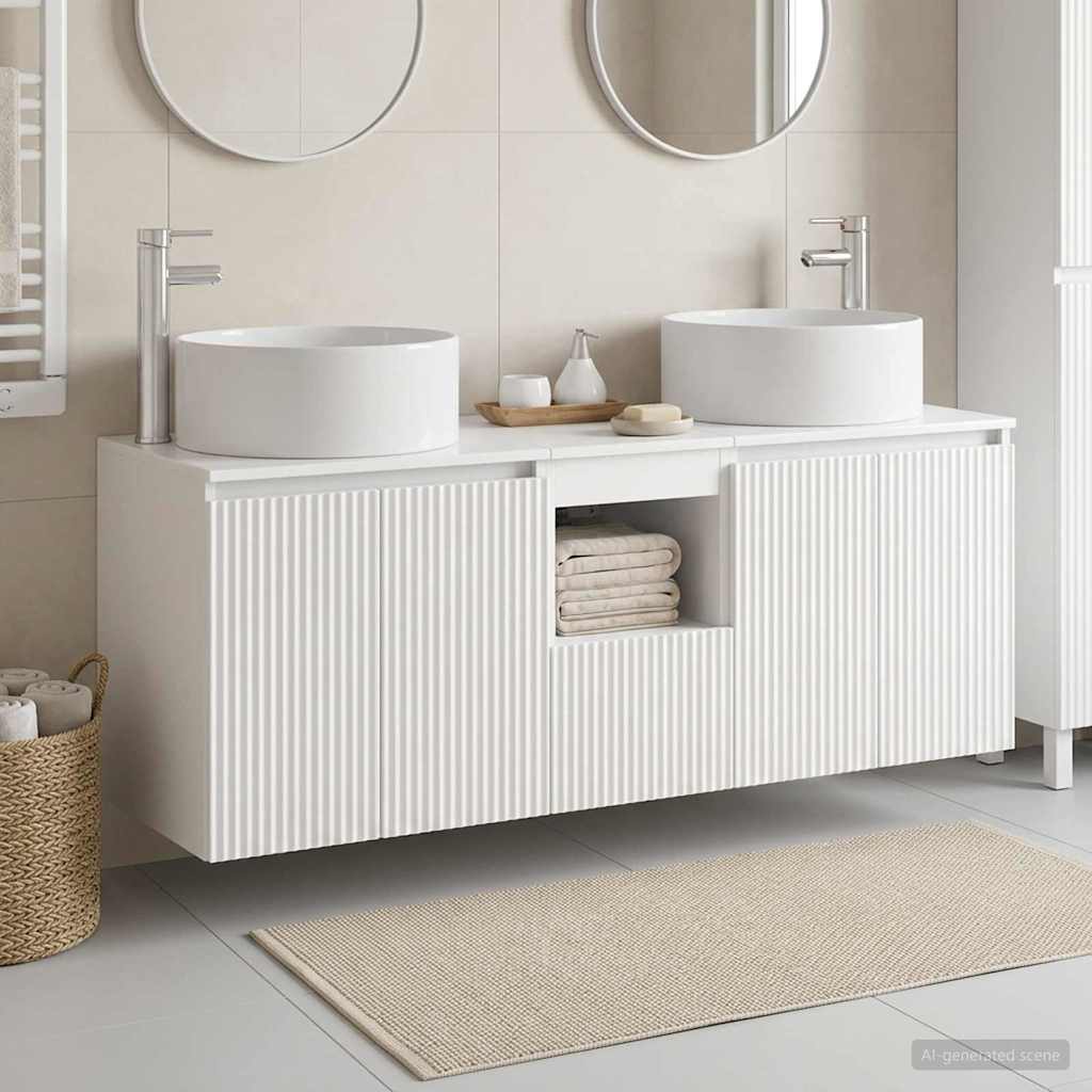 Ensemble d'armoire de salle de bain 3 pc Blanc brillant