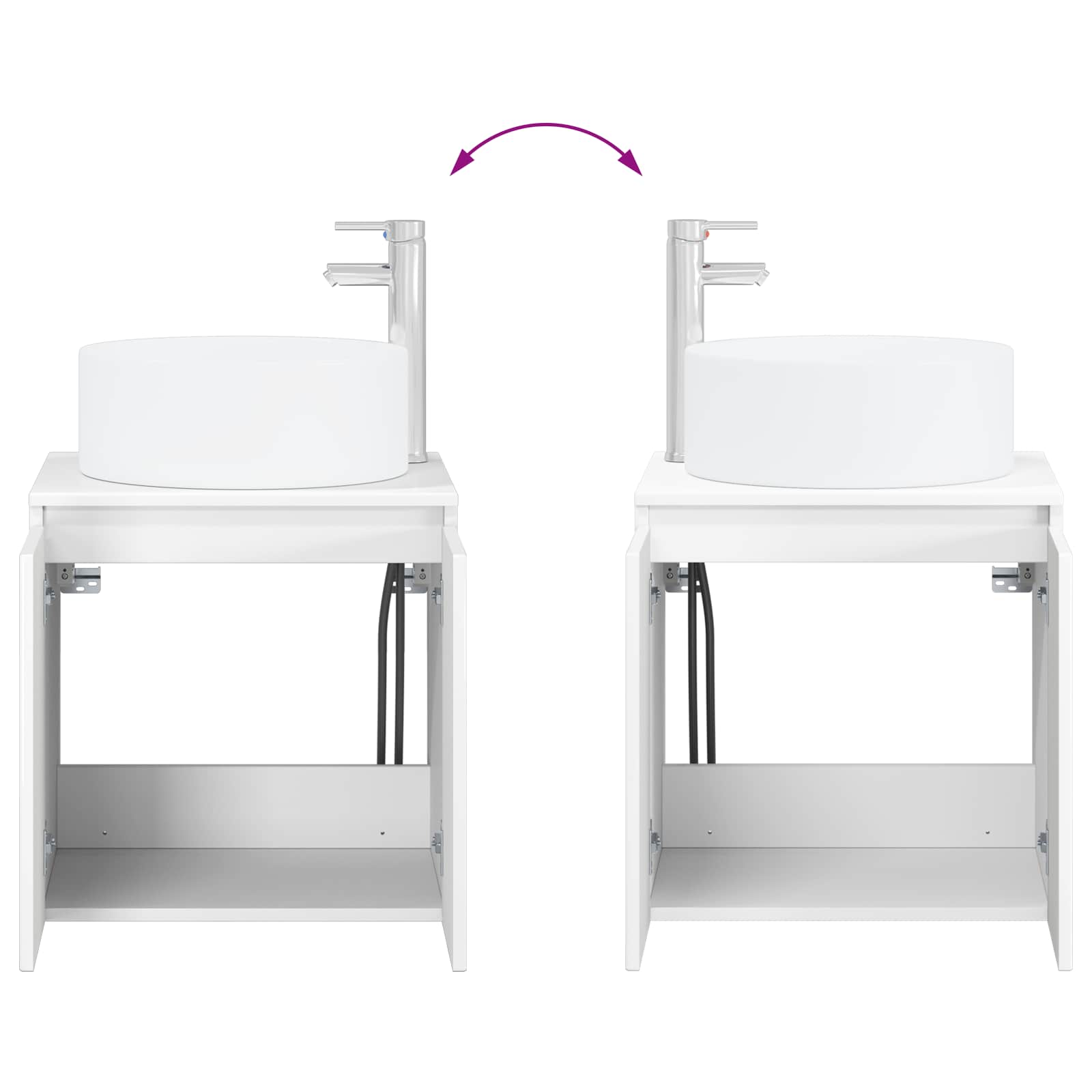 Ensemble d'armoire de salle de bain 3 pc Blanc brillant