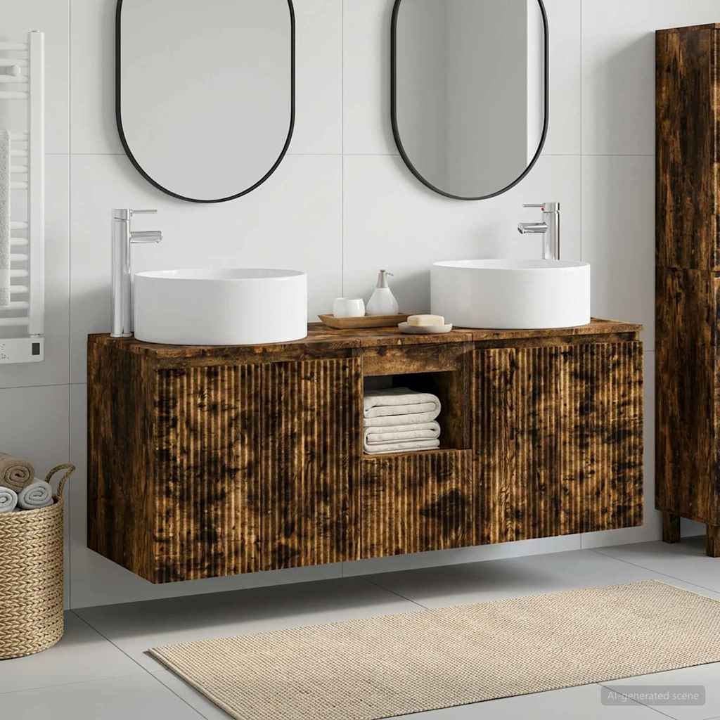 Ensemble d'armoire de salle de bain 3 pc Chêne fumé