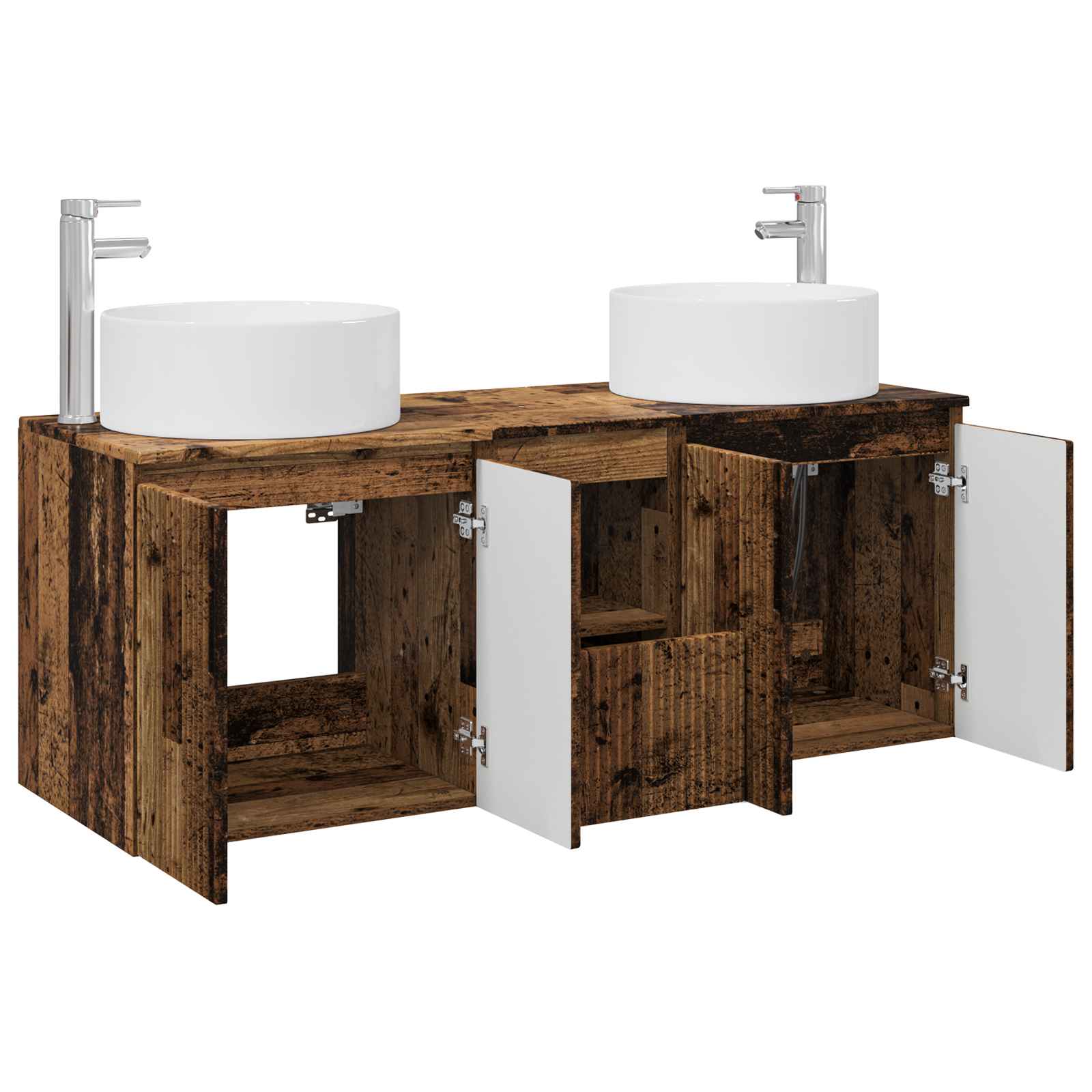 Ensemble d'armoire de salle de bain 3 pc Bois ancien