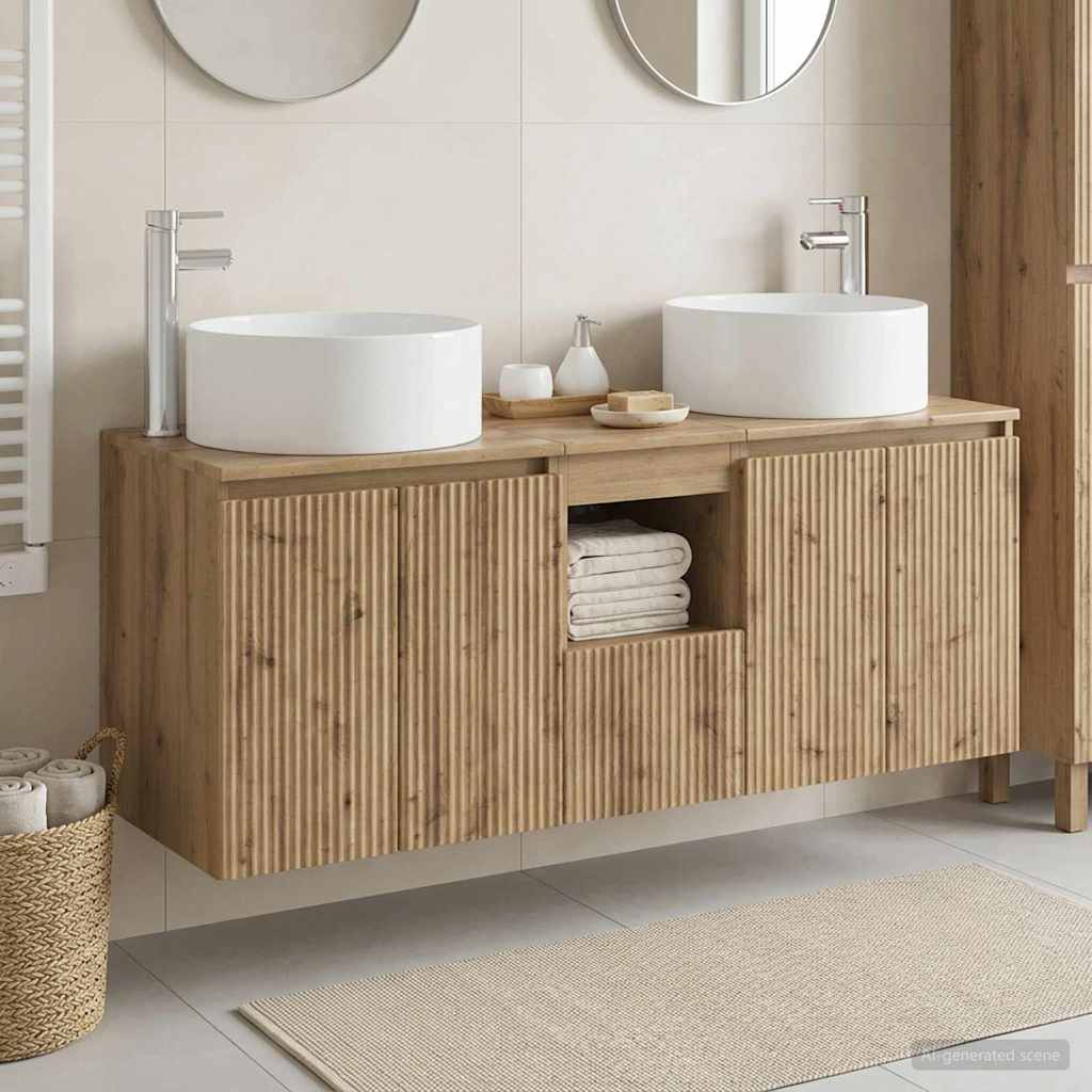 Ensemble d'armoire de salle de bain 3 pc Chêne artisanal