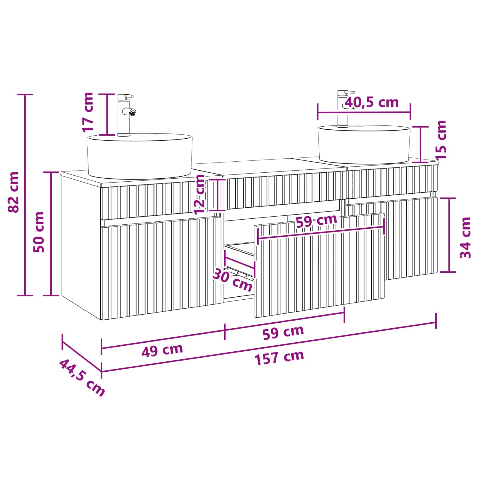 Ensemble d'armoire de salle de bain 3 pc Blanc