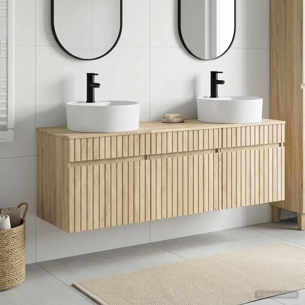 Ensemble d'armoire de salle de bain 3 pc Chêne Sonoma