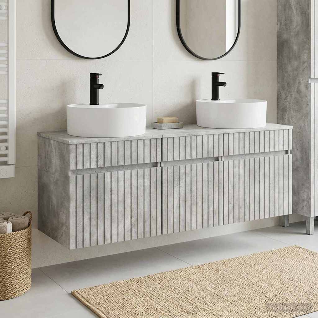Ensemble d'armoire de salle de bain 3 pc Gris béton
